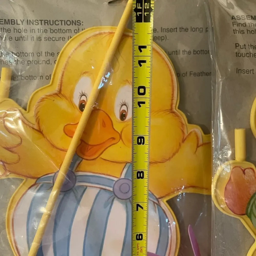 Feathers and Bloomer Bunny Forget Me Not Pinwheel Vintage Easter Yard Art Set/2!